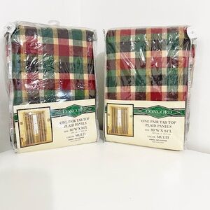 Vintage NWT Concord Made In USA Plaid Farmhouse Cabin Plaid Panels 80x84 - 2 Set
